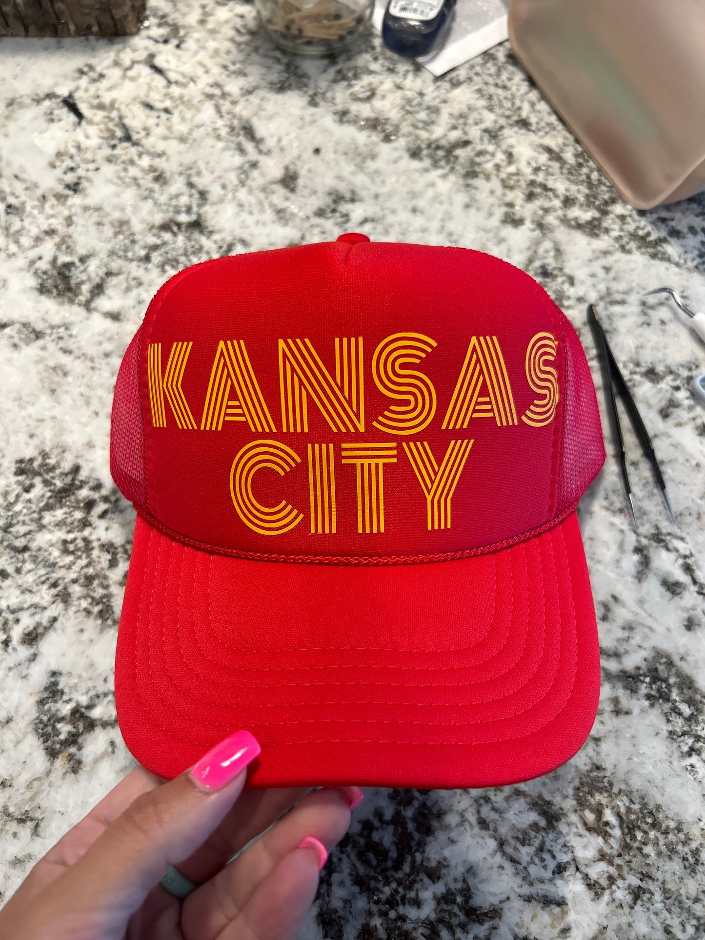 Red & Yellow "Kansas City" Trucker hat