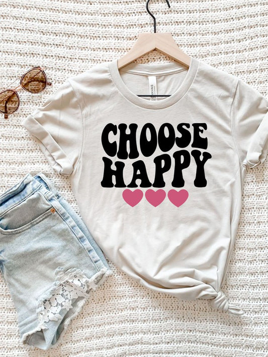 Choose Happy with Hearts Graphic Tee
