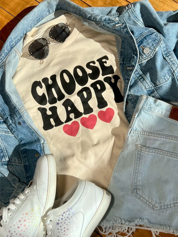 Choose Happy with Hearts Graphic Tee